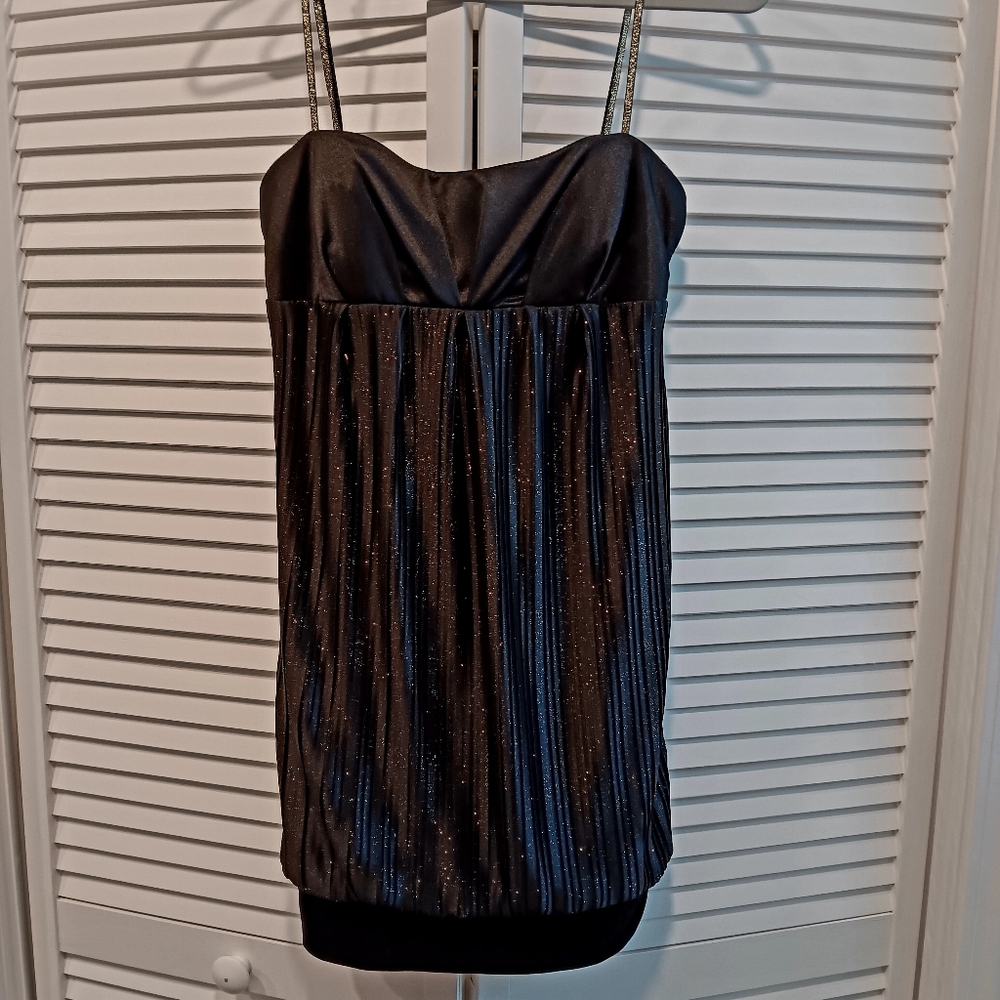 Speechless Black Dress with Gold Straps